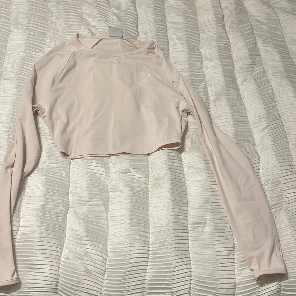 Gym shark, long sleeve crop top, athletic shirt